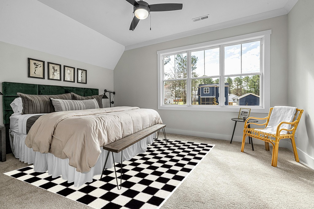 Luxe Weavers Modern Checkered Area Rug Black 8x10 Stain Resistant Carpet for Living Room in Grey Traditional Bedroom with King Bed