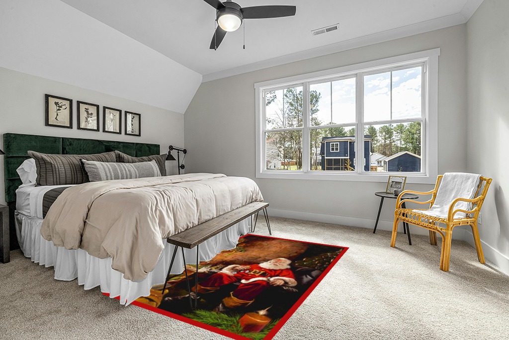 Milliken RJ McDonald Christmas Party Novelty Rug Rug Size: 5'4" x 7'8" in Grey Traditional Bedroom with King Bed