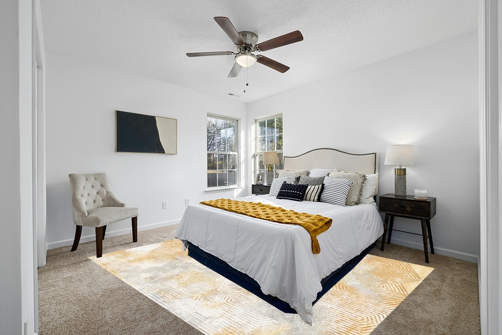 Art&Tuft Washable Rug in White and Yellow Modern Bedroom