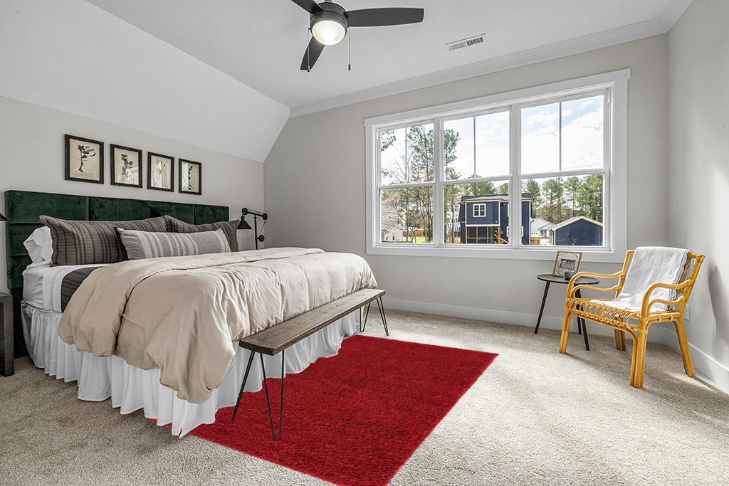 Everyday Shag Rug 5' x 8' in Grey Traditional Bedroom with King Bed