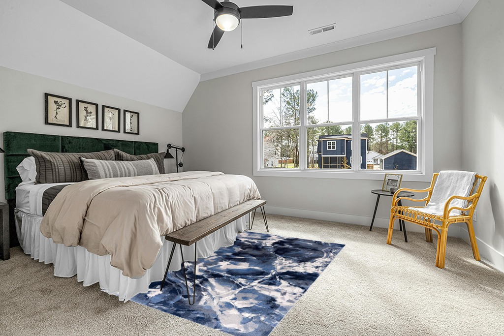Abani Rugs Contemporary Blue & Grey Marble Ice Design 5’3” x 7’6” (5'x8') Area Rug - Modern Swirl Watercolor Non-Shedding Bedroom Rug in Grey Traditional Bedroom with King Bed