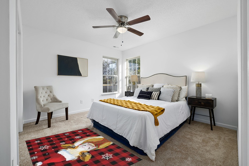Christmas Red Black Plaid Area Rug 4' x 6', Outdoor Rugs for Patio Rug Carpet for Sofa Living Room Bedroom, Large Floor Mat and Rug for RV, Backyard, Deck, Picnic, Cattle with Xmas Hat in White and Yellow Modern Bedroom
