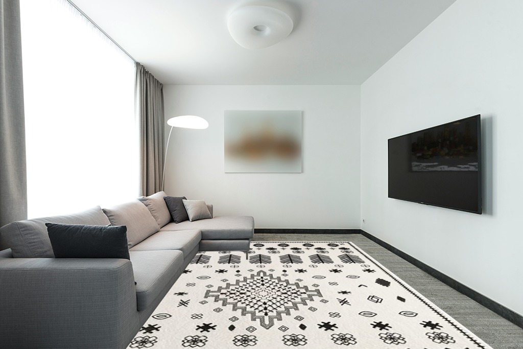 YIHOUSE Faux Wool Collection 9'x12' Area Rugs in Modern Living Room with Grey Couch