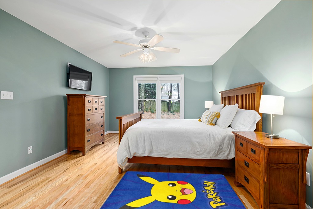 Northwest Pokemon Burst Pika Silk Touch Throw Blanket, 46" x, 60" in Teal and Orange Wood Bedroom
