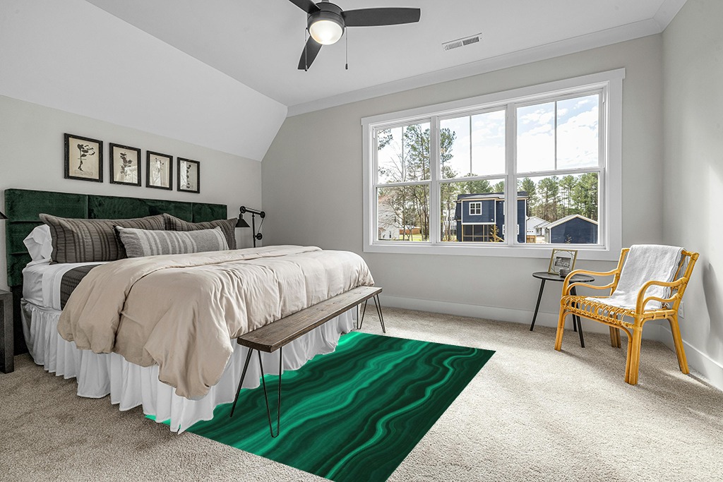Art Deco Soft Wool Luxury Marble Pattern Emerald Green Area Rug 6x9 Modern Contemporary Abstract Rug for Living Room Bedroom Dining Room Farmhouse Office Floor Carpet Mat in Grey Traditional Bedroom with King Bed
