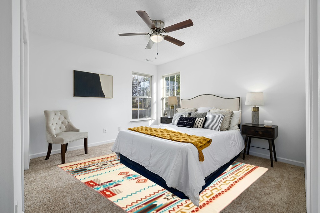 Ecuadane Large Southwestern Woven Blanket in White and Yellow Modern Bedroom
