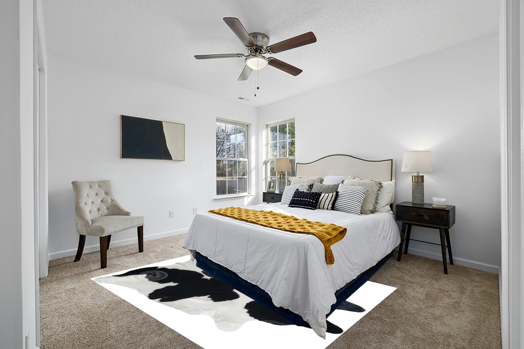 Genuine Black and White Cowhide Rug XL 6 x 7-8 ft. 180 x 240 cm in White and Yellow Modern Bedroom