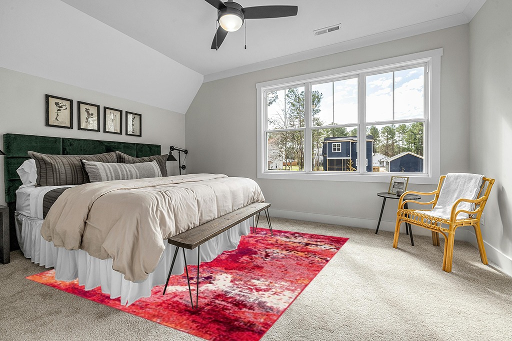 SAFAVIEH Madison Collection Area Rug - 8' x 10', Red & Ivory, Modern Boho Abstract Design, Non-Shedding & Easy Care, Ideal for High Traffic Areas in Living Room, Bedroom (MAD440Q) in Grey Traditional Bedroom with King Bed