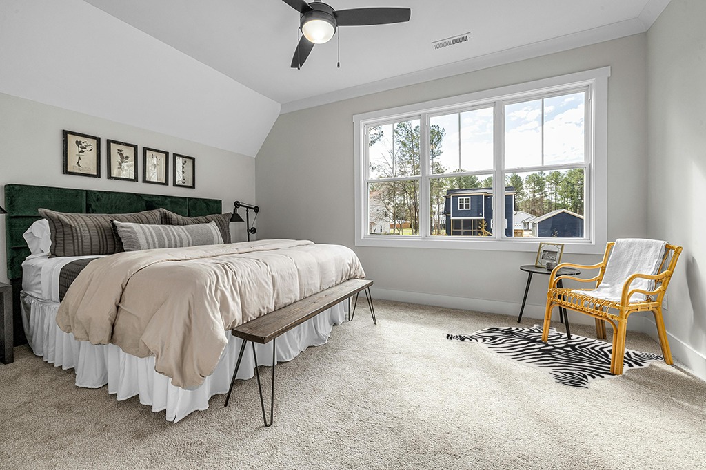 Fluffy Zebra Print Rug in Grey Traditional Bedroom with King Bed