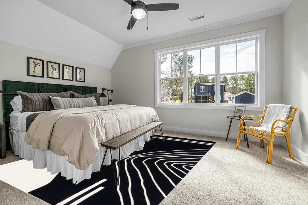 SAFAVIEH Rodeo Drive Collection Area Rug - 9' x 12', Black & Ivory, Handmade Mid-Century Modern Abstract Wool, Ideal for High Traffic Areas in Living Room, Bedroom (RD860Z) in Grey Traditional Bedroom with King Bed