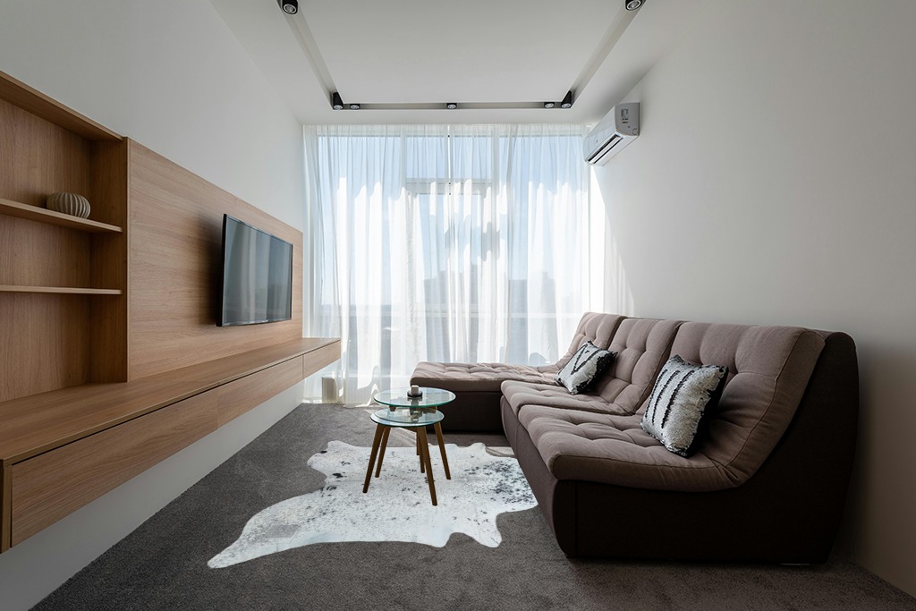 bonanza leathers Genuine Cowhide Rug Gray Black spckled Size Large/Extra Large (Extra Large) in Grey Living Room with Brown Couch