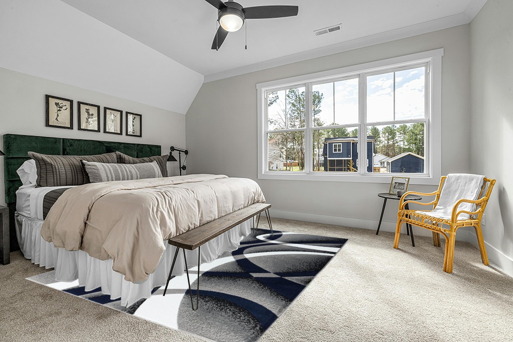 GLORY RUGS Area Rug 8x10 Navy Door Mat Modern Swirls Carpet Bedroom Living Room Contemporary Dining Accent Sevilla Collection 4816 in Grey Traditional Bedroom with King Bed