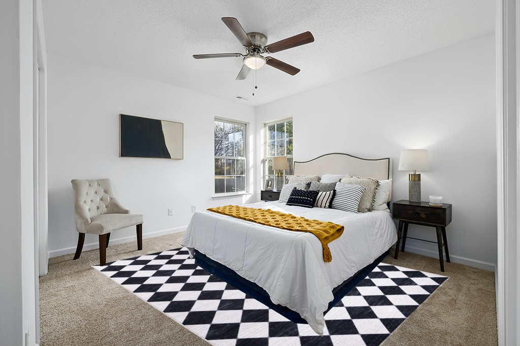 Abani Rectangular Area Rugs 8' x 10' Cream Black Checkered Diamond Machine Washable, Stain Resistant and Non-Shedding Polypropylene Large Rugs Modern Design in White and Yellow Modern Bedroom