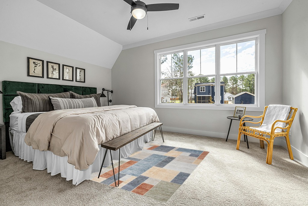 Nourison Astra Machine Washable Mid-Century Modern Ivory/Multi 5'3" x 7' Area Rug, Easy -Cleaning, Non Shedding, Bed Room, Living Room, Dining Room, Kitchen (5x7) in Grey Traditional Bedroom with King Bed