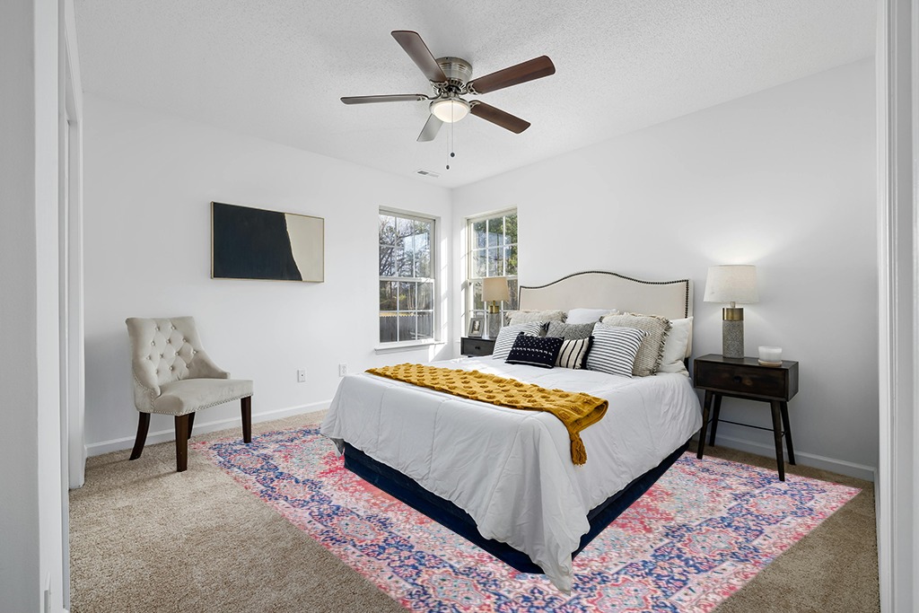Large Washable Rug Indoor, in White and Yellow Modern Bedroom