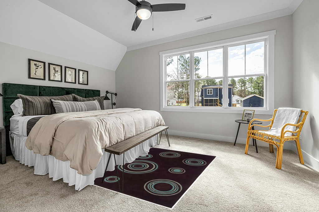 Linon RUG-TARD1057 Trio Collection & Spa Blue Chocolate, 5 x 7 in Grey Traditional Bedroom with King Bed