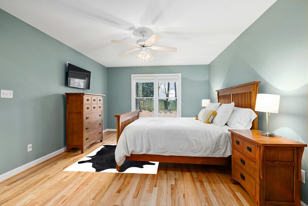 Gaucho Cowhides Solid Black Cowhide Rug - Natural Product in Teal and Orange Wood Bedroom