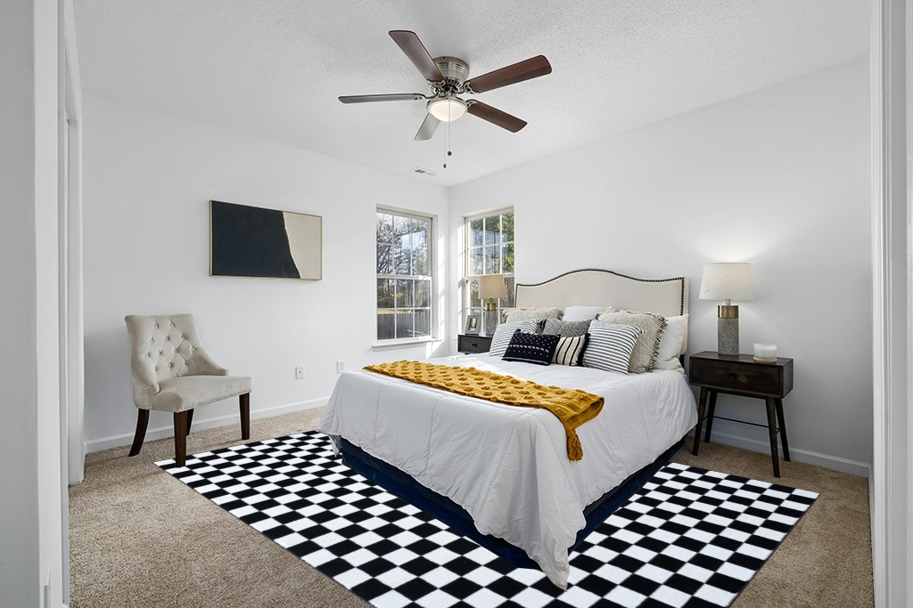 LUXE WEAVERS Geometric Checkered Black and White 8x10 Area Rug, Non-Shedding Modern Living Room Carpet in White and Yellow Modern Bedroom