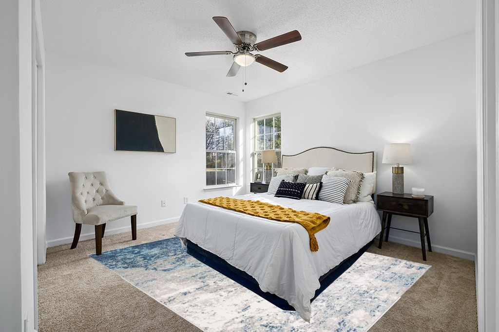 SAFAVIEH Brentwood Collection Area Rug - 8' x 10', Light Grey & Blue, Modern Abstract Design, Non-Shedding & Easy Care, Ideal for High Traffic Areas in Living Room, Bedroom (BNT822F) in White and Yellow Modern Bedroom