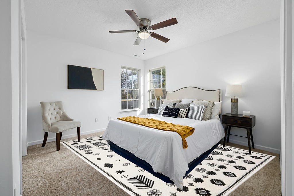 YIHOUSE Faux Wool Collection 9'x12' Area Rugs in White and Yellow Modern Bedroom