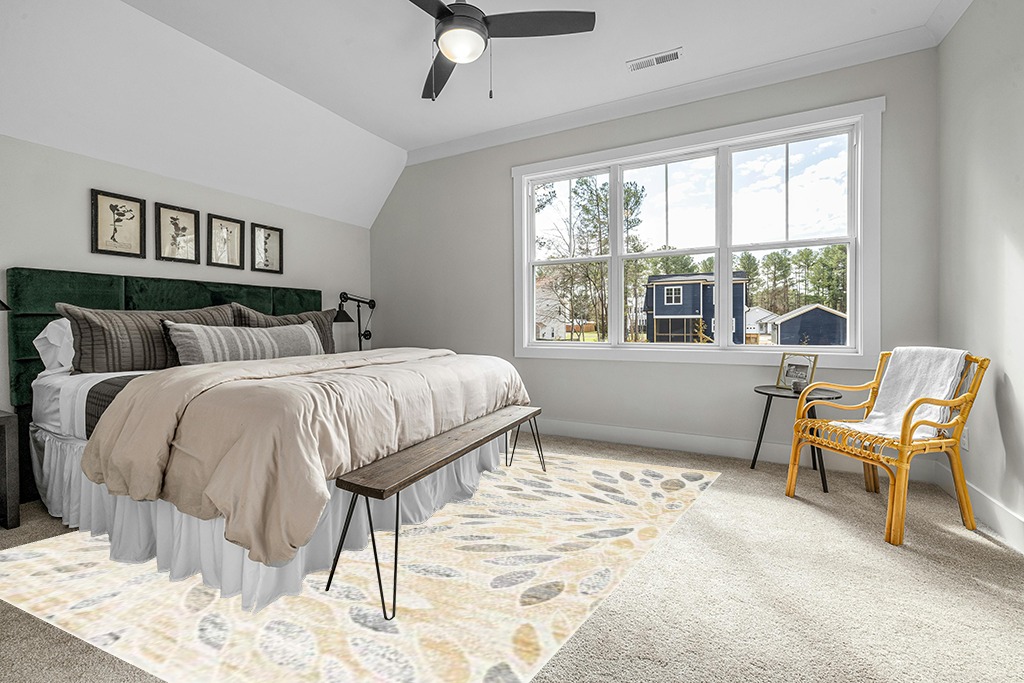 Unique Loom Sumter Collection Area Rug - Rhett (9' x 12' Rectangle, Yellow/ Gray) in Grey Traditional Bedroom with King Bed