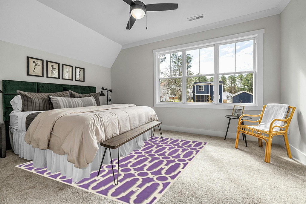 SAFAVIEH Newport Collection Area Rug - 7'9" x 9'9", Purple & White, Handmade Cotton, Ideal for High Traffic Areas in Living Room, Bedroom (NPT434B) in Grey Traditional Bedroom with King Bed