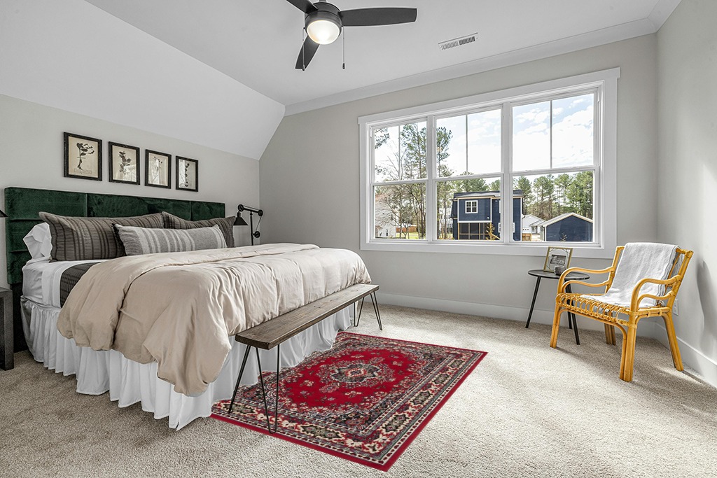 Home Dynamix Premium Sakarya Traditional Medallion Border Area Rug, Claret, 5'2"x7'4" Rectangle in Grey Traditional Bedroom with King Bed