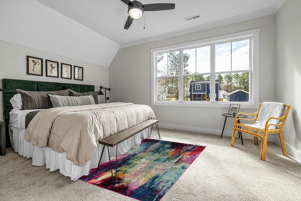 Unique Loom Chromatic Collection Modern Colorful & Vibrant Abstract Area Rug for Any Home Décor, 5 ft x 8 ft, Multi/Light Blue in Grey Traditional Bedroom with King Bed