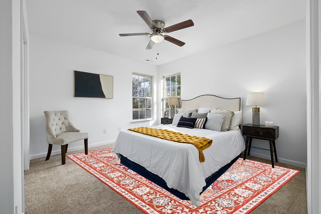 INGEROOM Area Rug 9x12 in White and Yellow Modern Bedroom