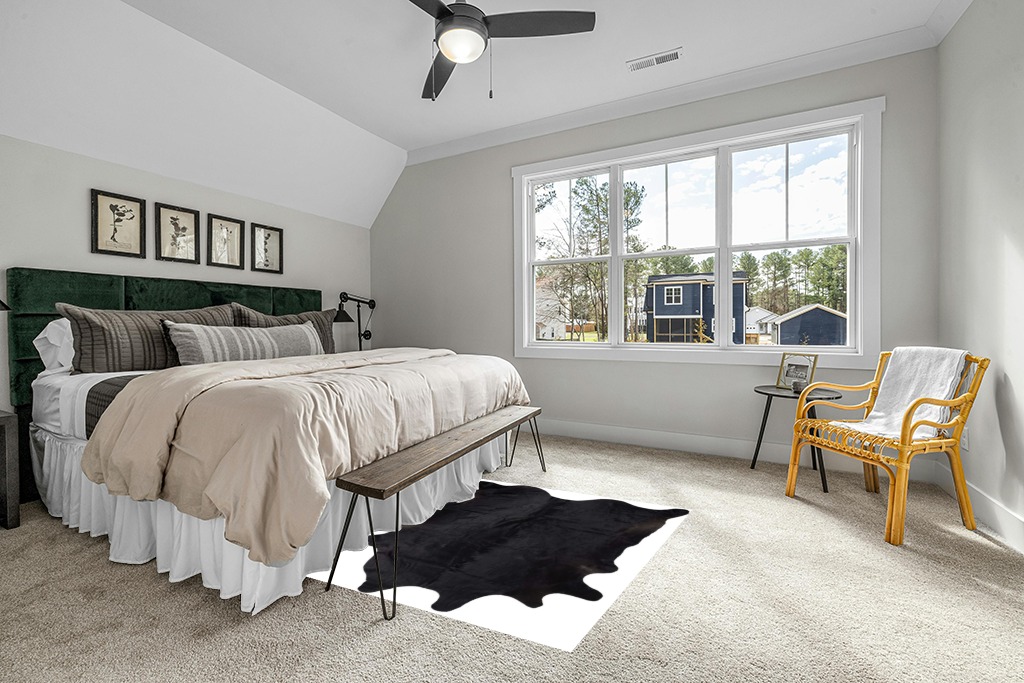 Gaucho Cowhides Solid Black Cowhide Rug - Natural Product in Grey Traditional Bedroom with King Bed