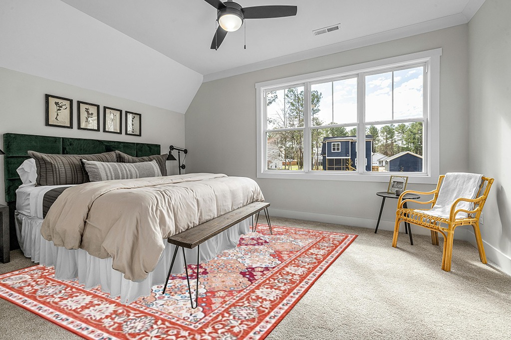 INGEROOM Area Rug 9x12 in Grey Traditional Bedroom with King Bed