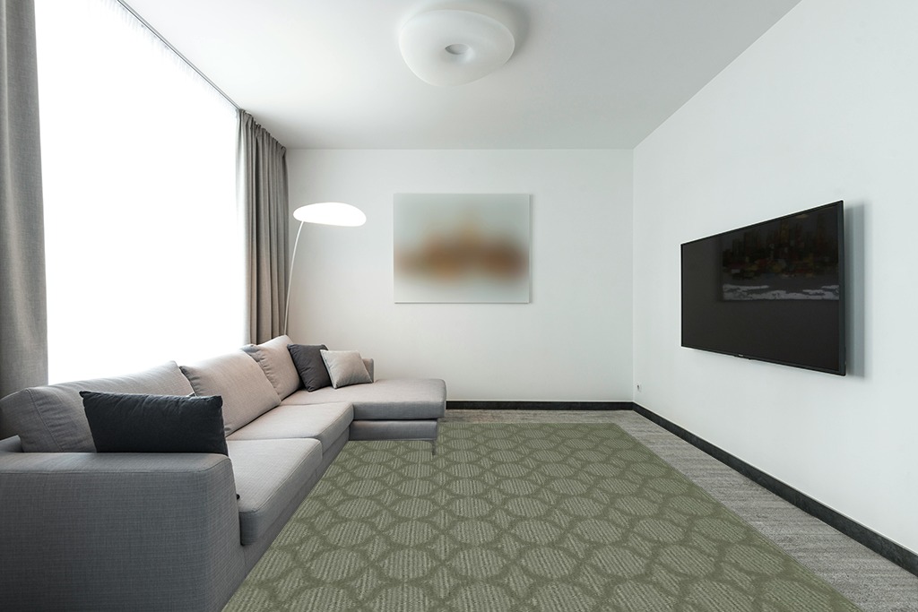 Garland Rug Sparta Area Rug, 9-Feet by 12-Feet, Sage in Modern Living Room with Grey Couch