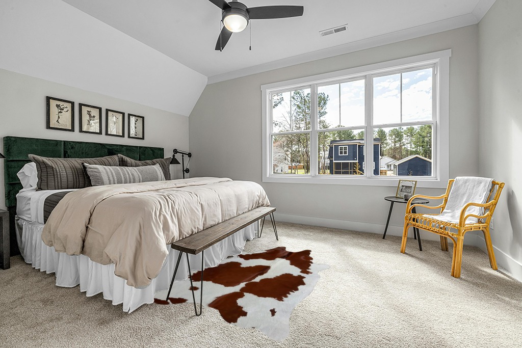 A-STAR Brown & White Cowhide Leather Rug Natural Premium Cow Skin Hide Hair on Area Rug for Living Room Décor 5ft x 7ft (152 CM X 213 CM) XX-Large in Grey Traditional Bedroom with King Bed