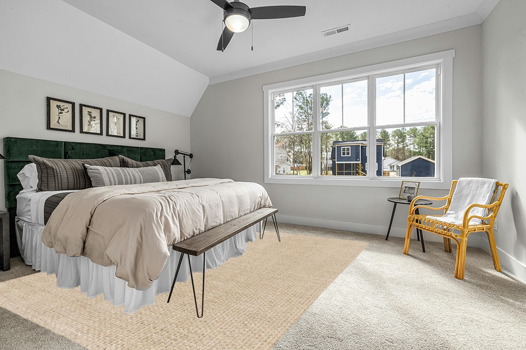 SAFAVIEH Natural Fiber Collection Area Rug - 9' x 12', Natural & Beige, Border Basketweave Seagrass Design, Easy Care, Ideal for High Traffic Areas in Living Room, Bedroom (NF114A) in Grey Traditional Bedroom with King Bed