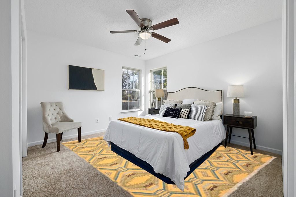 SAFAVIEH Bengal Diamond Collection 9' x 12' Saffron Yellow DVE517A Hand-Knotted Premium Wool Area Rug in White and Yellow Modern Bedroom