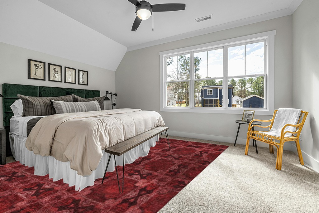 Addison Rugs Chantille ACN564 Red 10' x 14 Indoor Outdoor Area Rug, Stain Resistant, Machine Washable, Non Shedding, Bedroom, Living Room, Dining Room, Kitchen Rug in Grey Traditional Bedroom with King Bed
