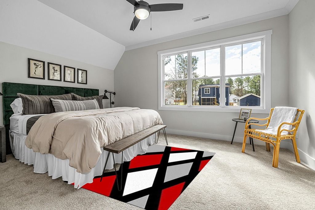 Red and White Black Geometry Area Rugs, Modern Abstract Entryways Mat Fluffy Soft Machine Washable Breathable Durable for Room Living Room Indoor Outdoor Hallway, 5ft x 7ft in Grey Traditional Bedroom with King Bed