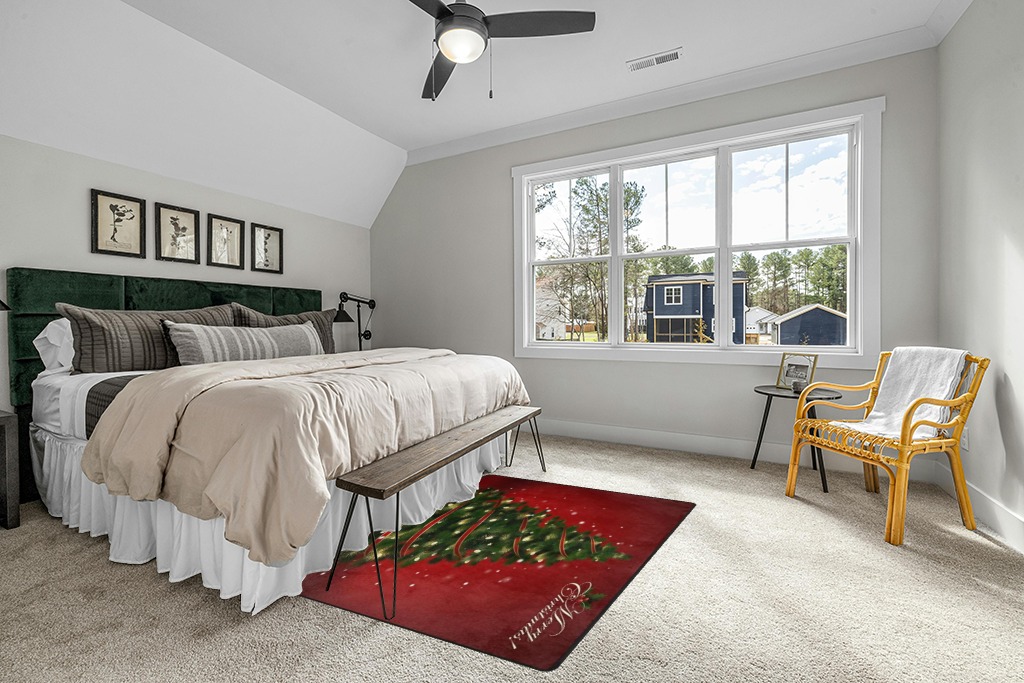 ALAZA Red Merry Christmas Tree Area Rug Rugs for Living Room Bedroom 7' x 5' in Grey Traditional Bedroom with King Bed