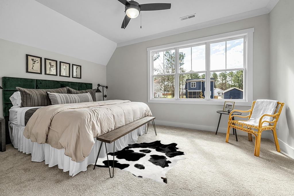 A-STAR Black and White Cowhide Area Rug Premium Quality Natural Cow Skin Leather Rug for Living Room Décor 5ft x 6ft (60Inch x 72Inch, 152.4CM x 182.88CM) X-Large in Grey Traditional Bedroom with King Bed