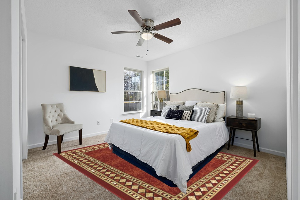 Antep Rugs Alfombras Modern Bordered 8x10 Non-Skid (Non-Slip) Low Profile Pile Rubber Backing Indoor Area Rugs (Maroon Beige, 7'10" x 10') in White and Yellow Modern Bedroom