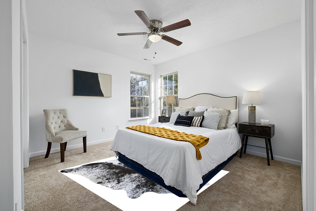 Sunshine Cowhides Genuine Salt and Pepper Black and White Longhorn Cowhide Rug - Luxurious Cow Rug for Bedroom, Living Room, and Home Decor Enthusiasts - Stylish Masterpiece - 6x7ft (180x210cm) in White and Yellow Modern Bedroom