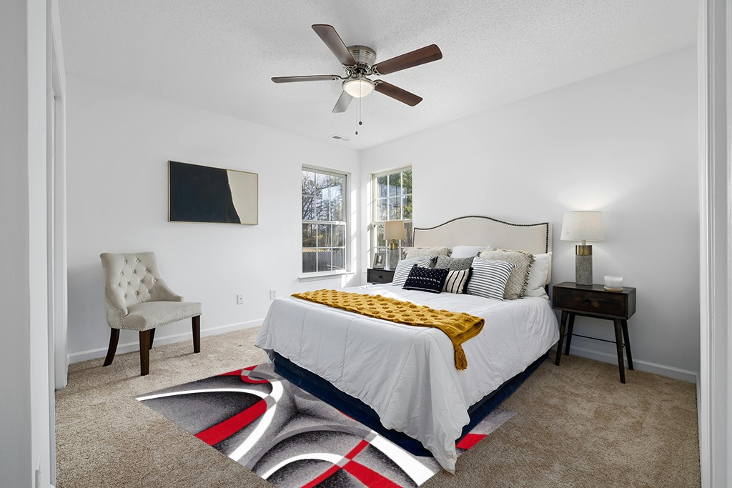 Grey Modern Fade Resistant, Stain Resistant Bedroom, Living Room, Dining Room Area Rug in White and Yellow Modern Bedroom