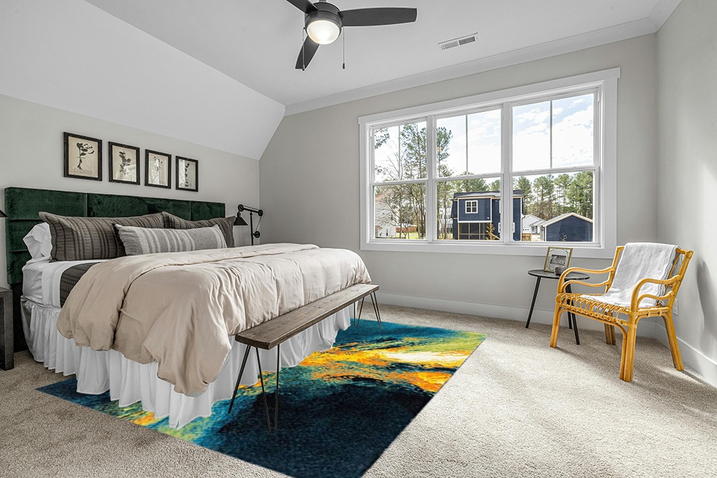 SAFAVIEH Galaxy Collection 8' x 10' Blue/Yellow GAL117L Modern Abstract Non-Shedding Living Room Dining Bedroom Area Rug in Grey Traditional Bedroom with King Bed