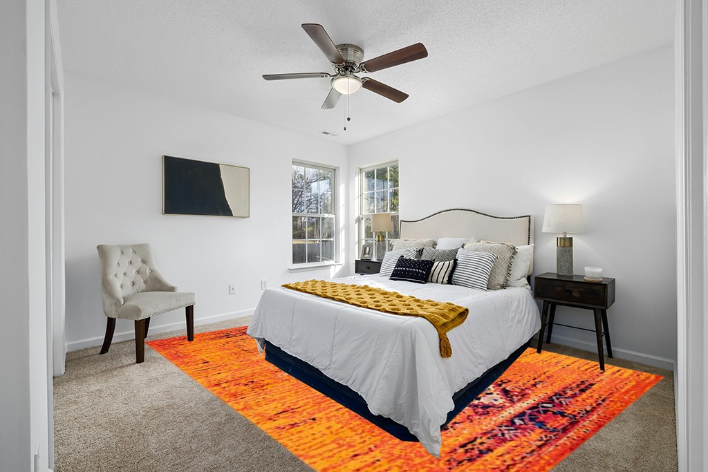 SAFAVIEH Monaco Collection 9' x 12' Orange Multi MNC209H Modern Boho Abstract Distressed Non-Shedding Living Room Bedroom Dining Home Office Area Rug in White and Yellow Modern Bedroom
