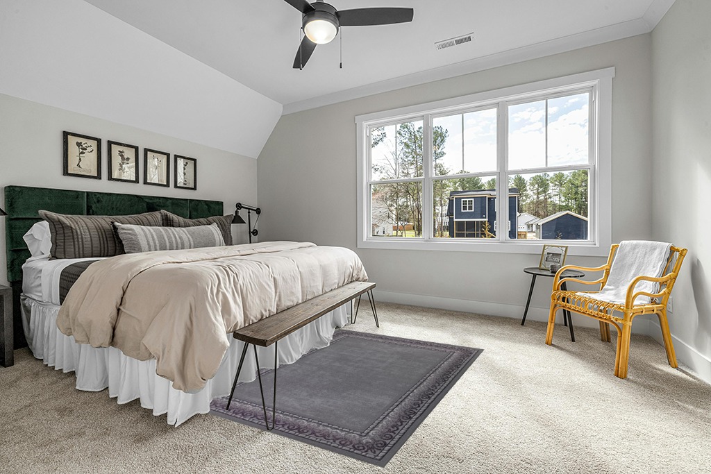 Antep Rugs Alfombras Bordered Modern 5x7 Non-Slip (Non-Skid) Low Pile Rubber Backing Indoor Area Rug (Gray, 5' x 7') in Grey Traditional Bedroom with King Bed