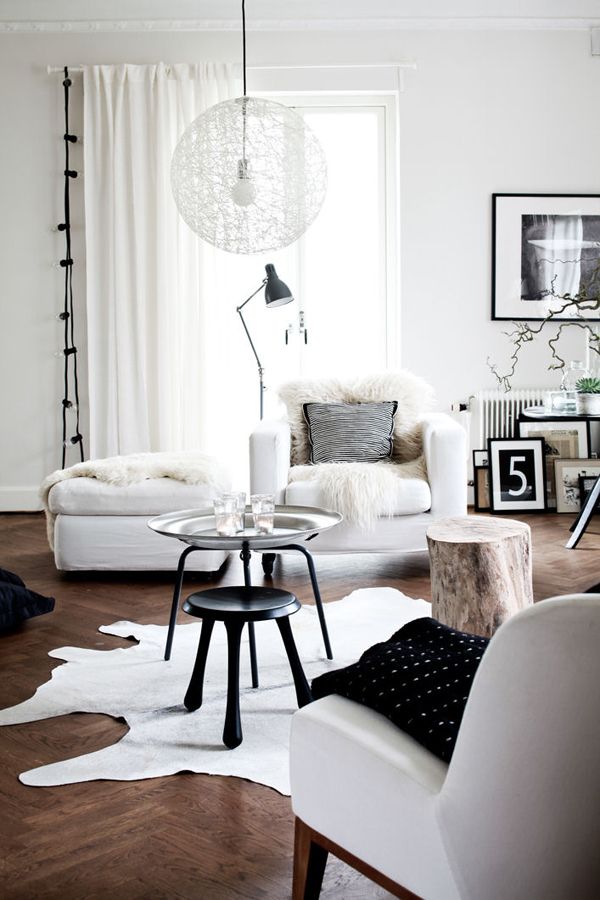 Cowhide rug In Living Room